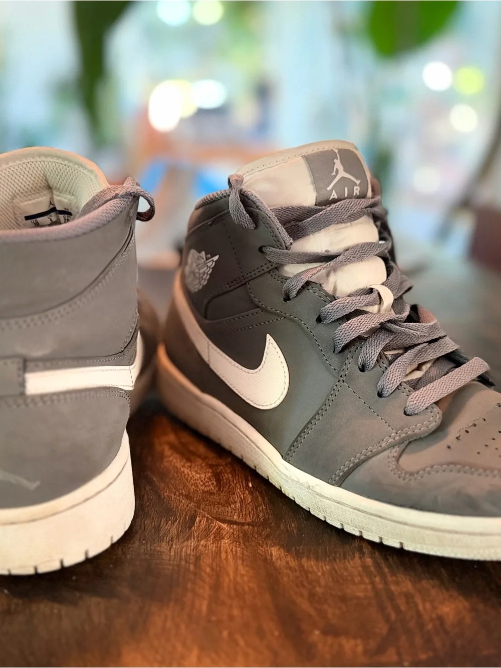 Jordan Gray and White High-Top Sneaker with Wing Logo